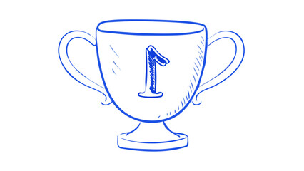 Blue trophy with number one award winner