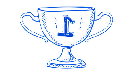 Blue trophy with number one award winner