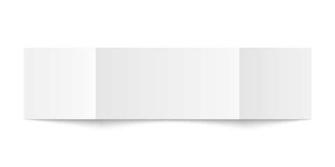 Vector white blank square three panel gate fold opened on white background. Trifold, leaflet, brochure, booklet, flyer or invitation card mockup. Mock up back side isolated.