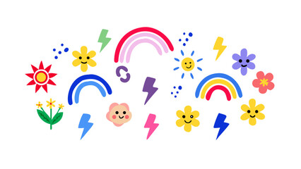 Cheerful rainbow sun flower lightning bolt collection