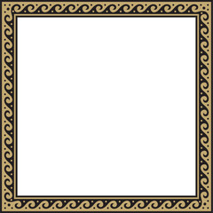 Obraz premium Vector gold and black classic Greek square ornament. Rectangle of Ancient Greece and Roman Empire. Byzantine painting of walls, floors and ceilings. Decoration of European palaces. 
