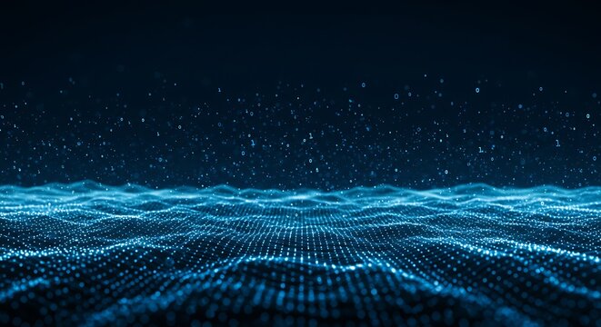 Digital Wave with Floating Binary Code