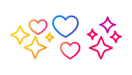 Colorful hearts and stars outline playful