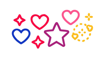Colorful hearts and stars playful design graphic