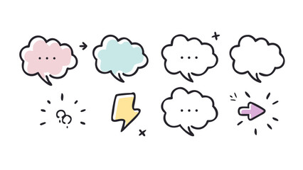Comic speech bubbles and thought bubbles dialogue communication