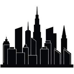 Obraz premium Black silhouette of a city skyline with varied buildings 1