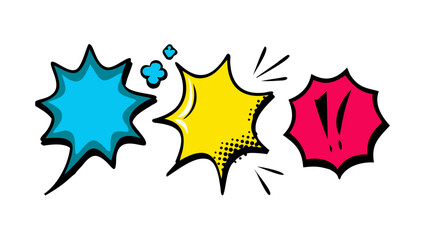 Comic style speech bubbles and shapes graphic design