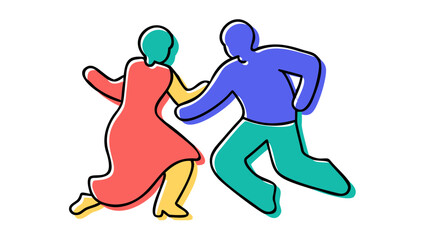 Couples dancing in vibrant colors people movement