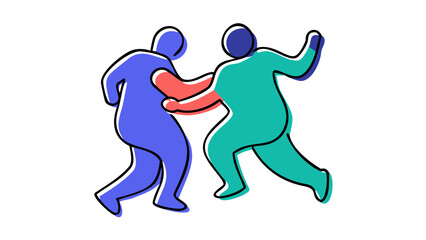 Couples dancing in vibrant colors people movement