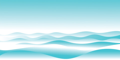 Naklejka premium Abstract Azure Serenity: Capturing the essence of tranquility, a mesmerizing blend of soft, rolling azure waves merges seamlessly into a serene, gradient sky, inviting a sense of peace and calmness.