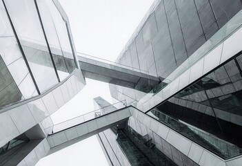 Obraz premium Modern building with glass and steel design against sky