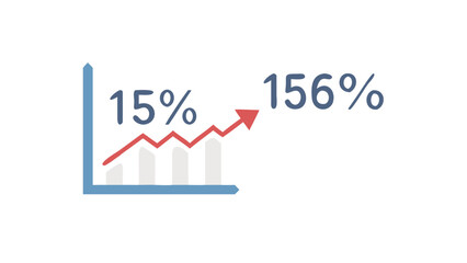 Growth chart with arrow and percentages graph increase
