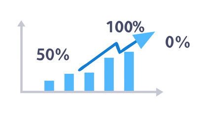 Growing bar chart with upward arrow graph growth
