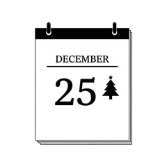 December 25th Christmas Calendar Page with Tree Icon