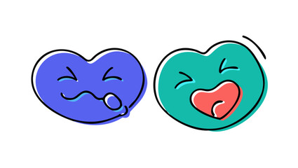 Happy and laughing heart emojis blue