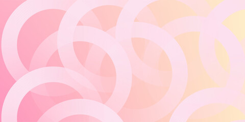 Minimalist banner background, pastel colorful, pink and yellow gradations. Circle effect style geometric, abstract background good simple