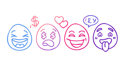 Laughing crying money hearts and speech bubble emojis