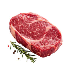 Obraz premium Fresh raw ribeye steak isolated on transparent background