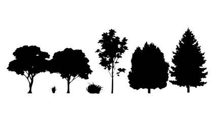 Minimalist Black Silhouette of Trees and Plants vector