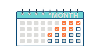 Monthly calendar with checkboxes planner schedule