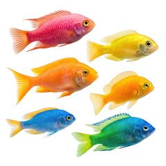 Fototapeta premium Colorful fishes isolated on transparent background