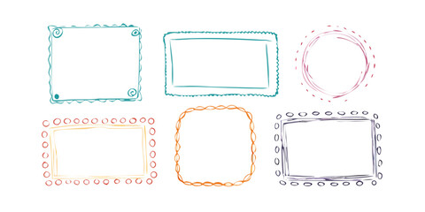 Pastel doodle frames with playful designs pastel colors