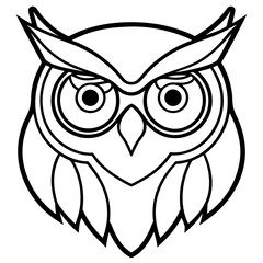 Owl Head Vector Illustration – Clean Line Art