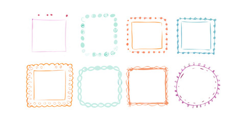 Pastel doodle frames with playful designs borders decorative