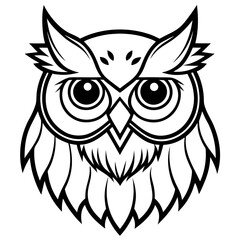 Owl Head Vector Illustration – Clean Line Art