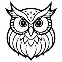 Owl Head Vector Illustration – Clean Line Art