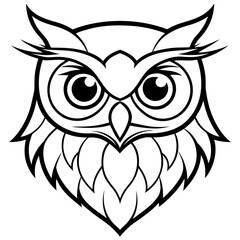 Owl Head Vector Illustration – Clean Line Art