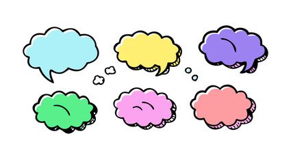 Pastel speech bubbles with playful outlines thought bubbles