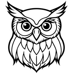 Owl Head Vector Illustration – Clean Line Art