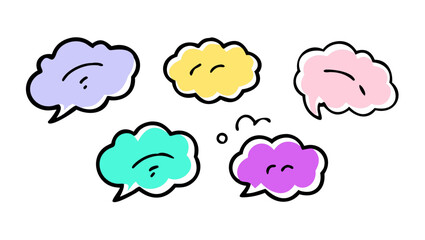 Pastel speech bubbles with simple lines thought bubble