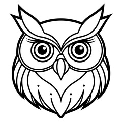 Owl Head Vector Illustration – Clean Line Art