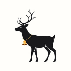 Silhouetted Deer with Christmas Bell Ornament