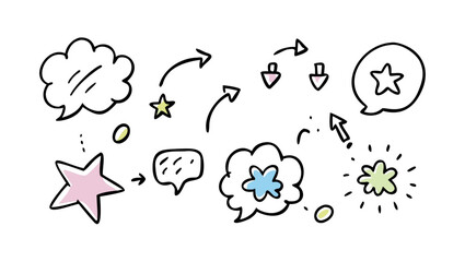 Playful pastel starbursts and shapes stars pink