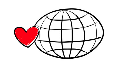 Red hand drawn heart love romance