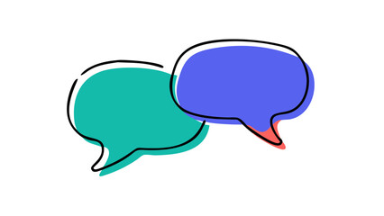 Teal and purple speech bubbles conversation communication