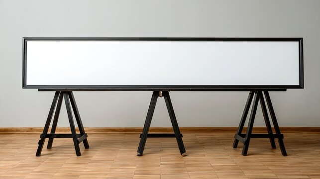 Large blank sign on wooden sawhorses
