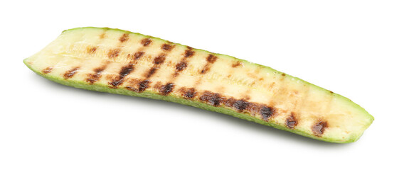 Delicious grilled courgette slice isolated on white