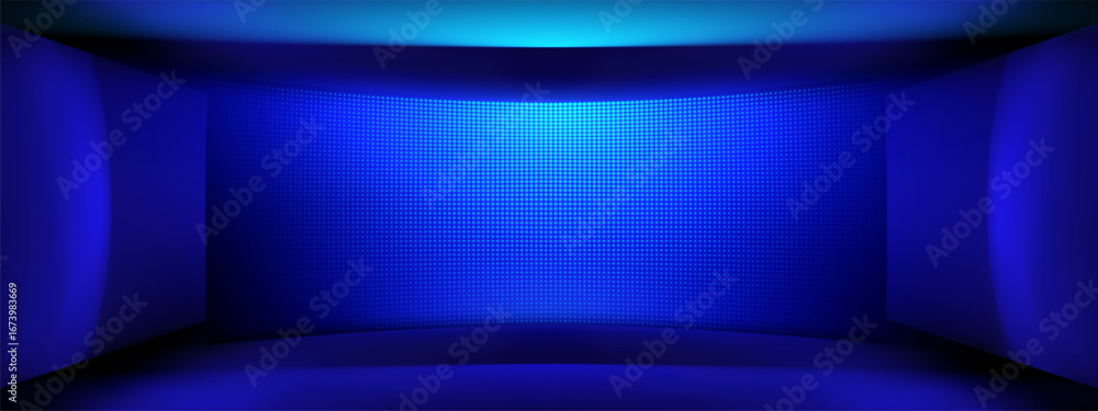 Aufkleber blue led wall panel with pixel grid effects and lcd screen texture. stadium monitor patterns or conc