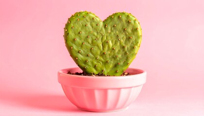 Heart-shaped cactus in pink pot (1)