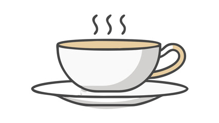 White teacup with steam and saucer hot beverage coffee