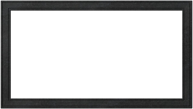 dunkler Stein- oder Stahlrahmen, isoliert, Format 16 zu 9
