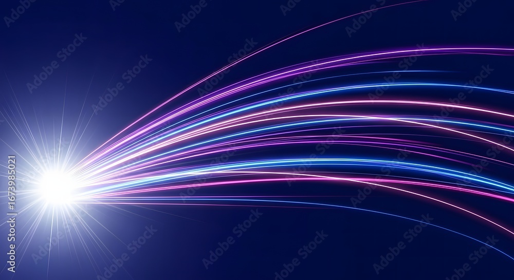 Poster abstract burst of vibrant neon light streaks creating a dynamic and energetic flow against a dark ba