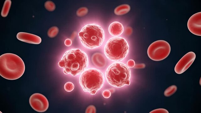 Abnormal Red Blood Cells Microscopic View - Microscopic animation of red blood cells showing abnormal size and shape.