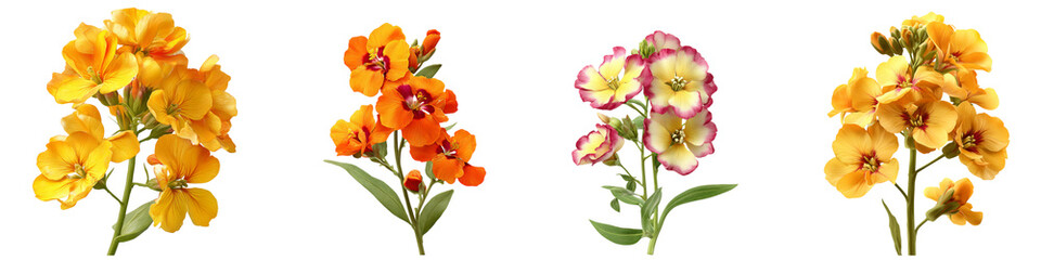 Obraz premium Set of wallflower isolated on transparent background.