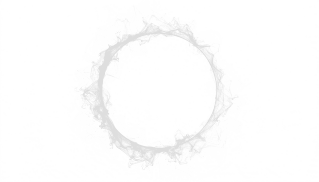 PNG of white smoke outlining a circular ring with hollow center, isolated airy vapor on transparent background, perfect for decorative designs, abstract art, dreamy visuals, and digital graphics.