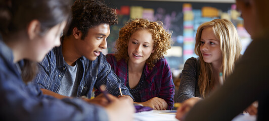 Group Of Mature College Students Collaborating On Prject